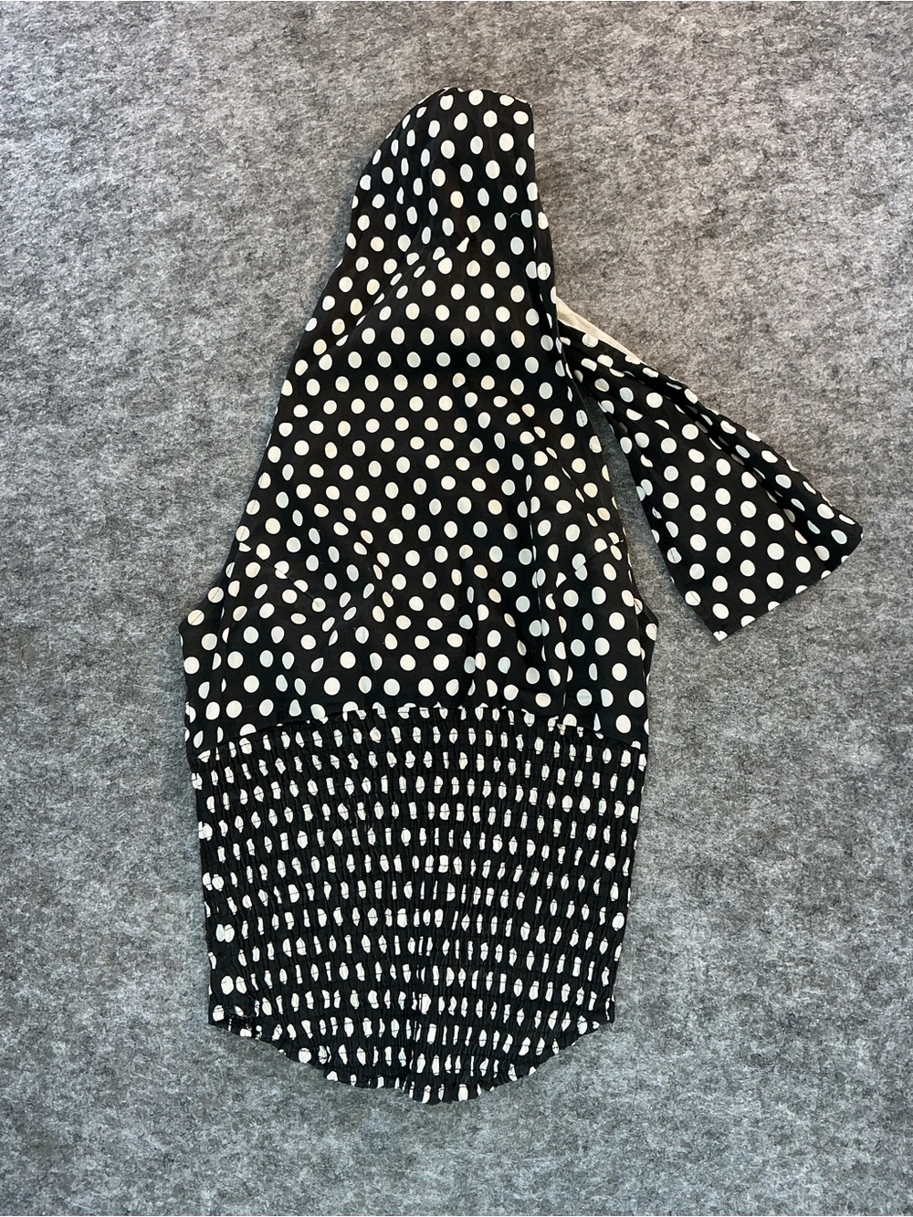 Blondita Black & White Polka Dot Halter Retro Women’s Top Size L